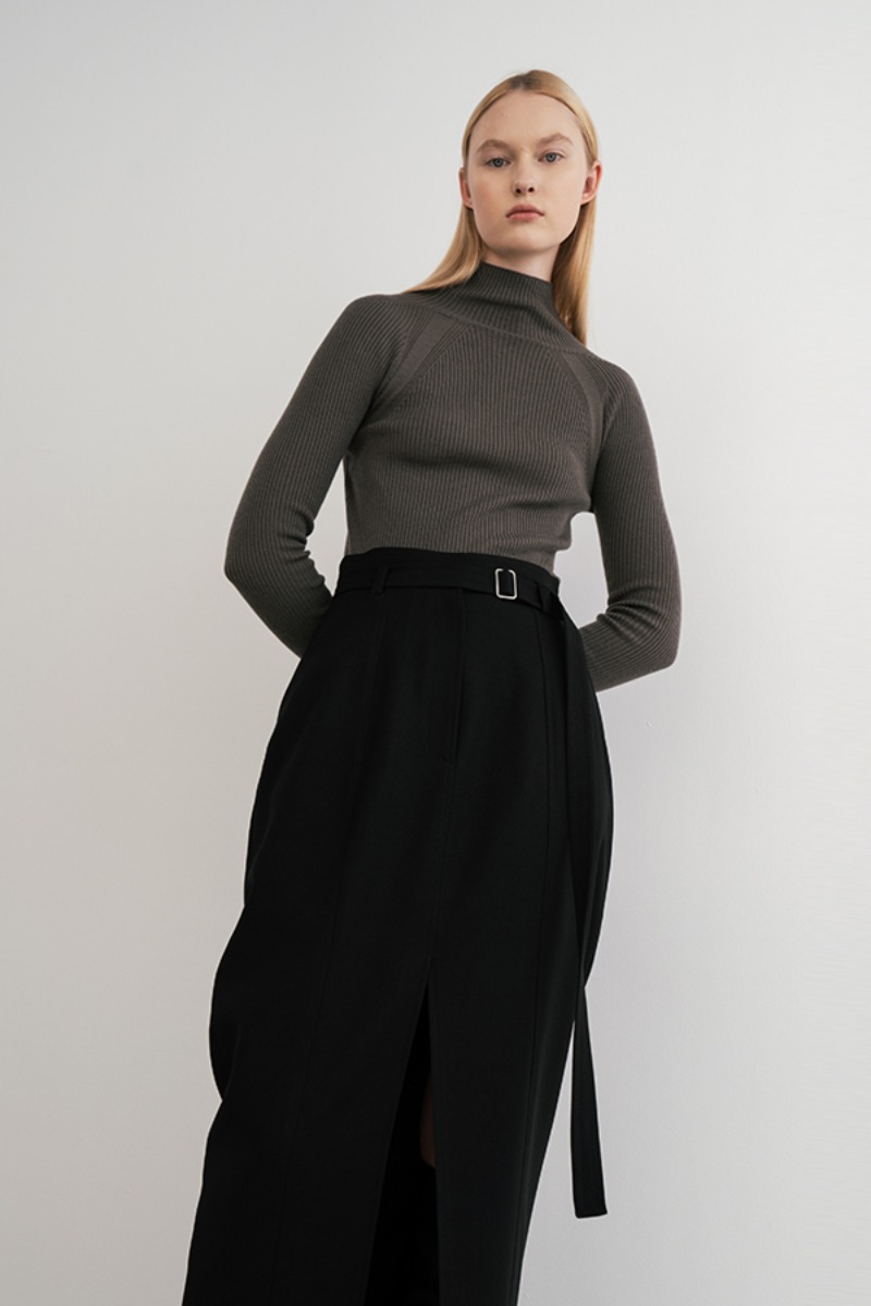 [21FW] Front Slit Belted Skirt (JUJK101-15)